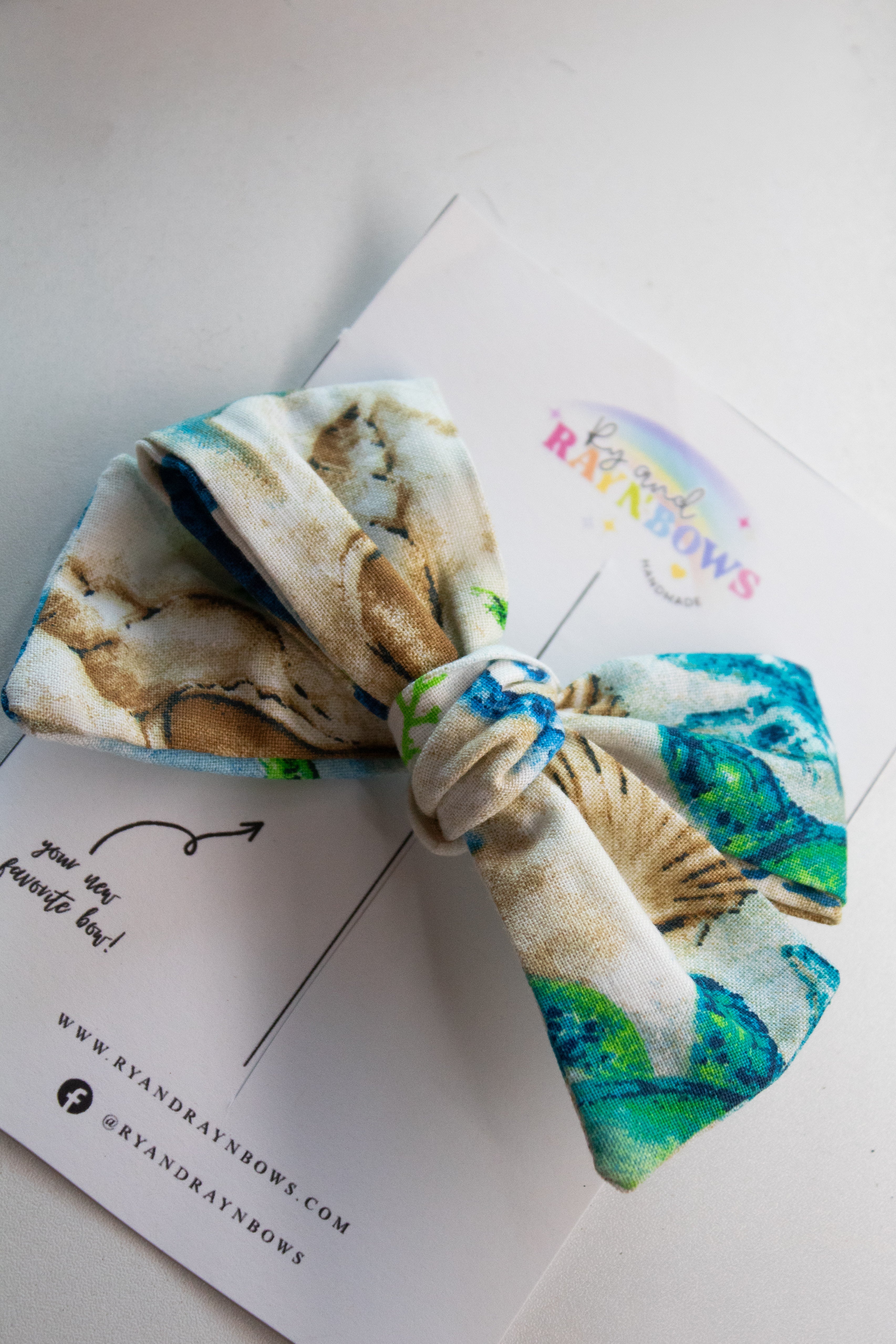 Beach Print Hand-Tied Bow