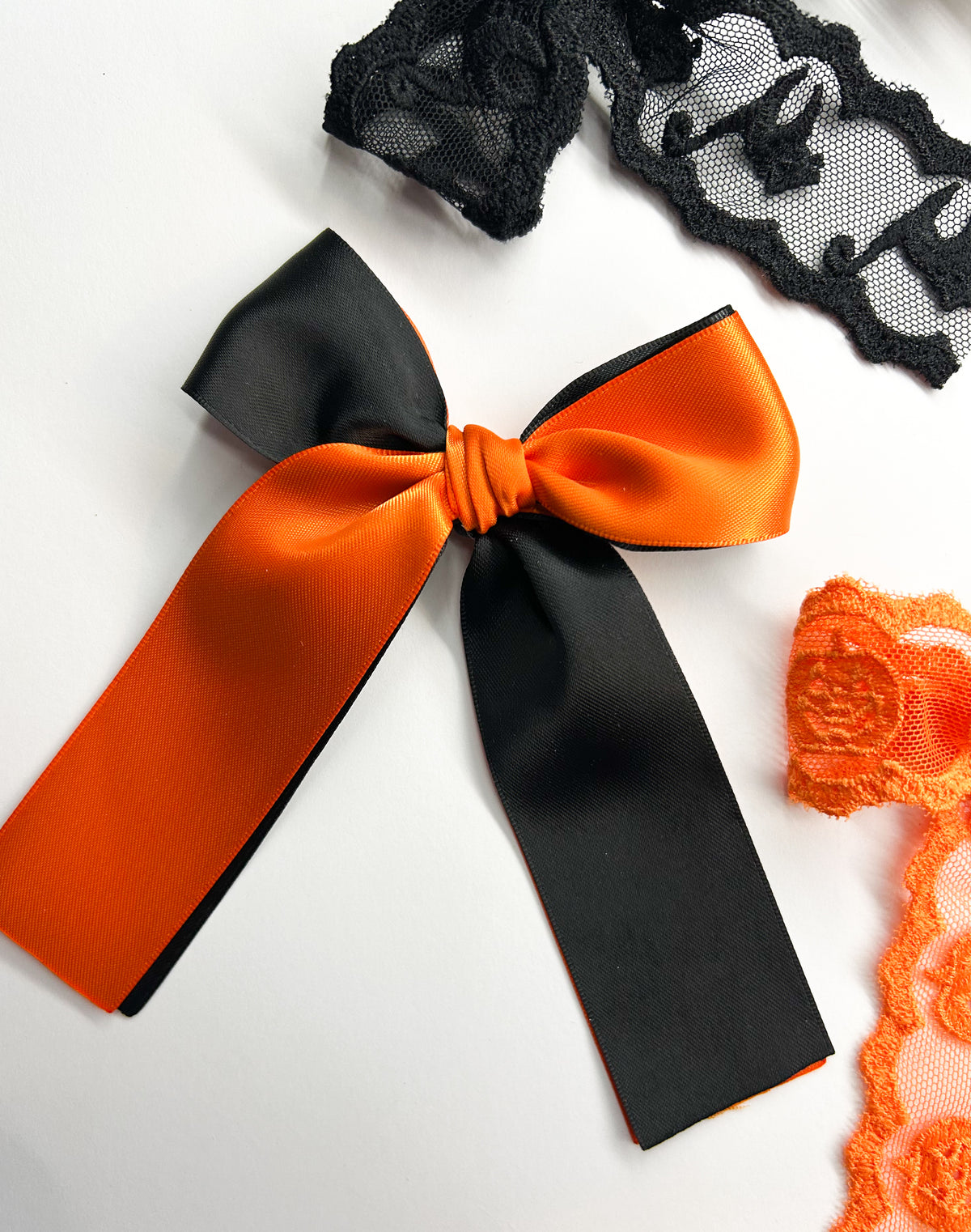 Black & Orange Satin Bow