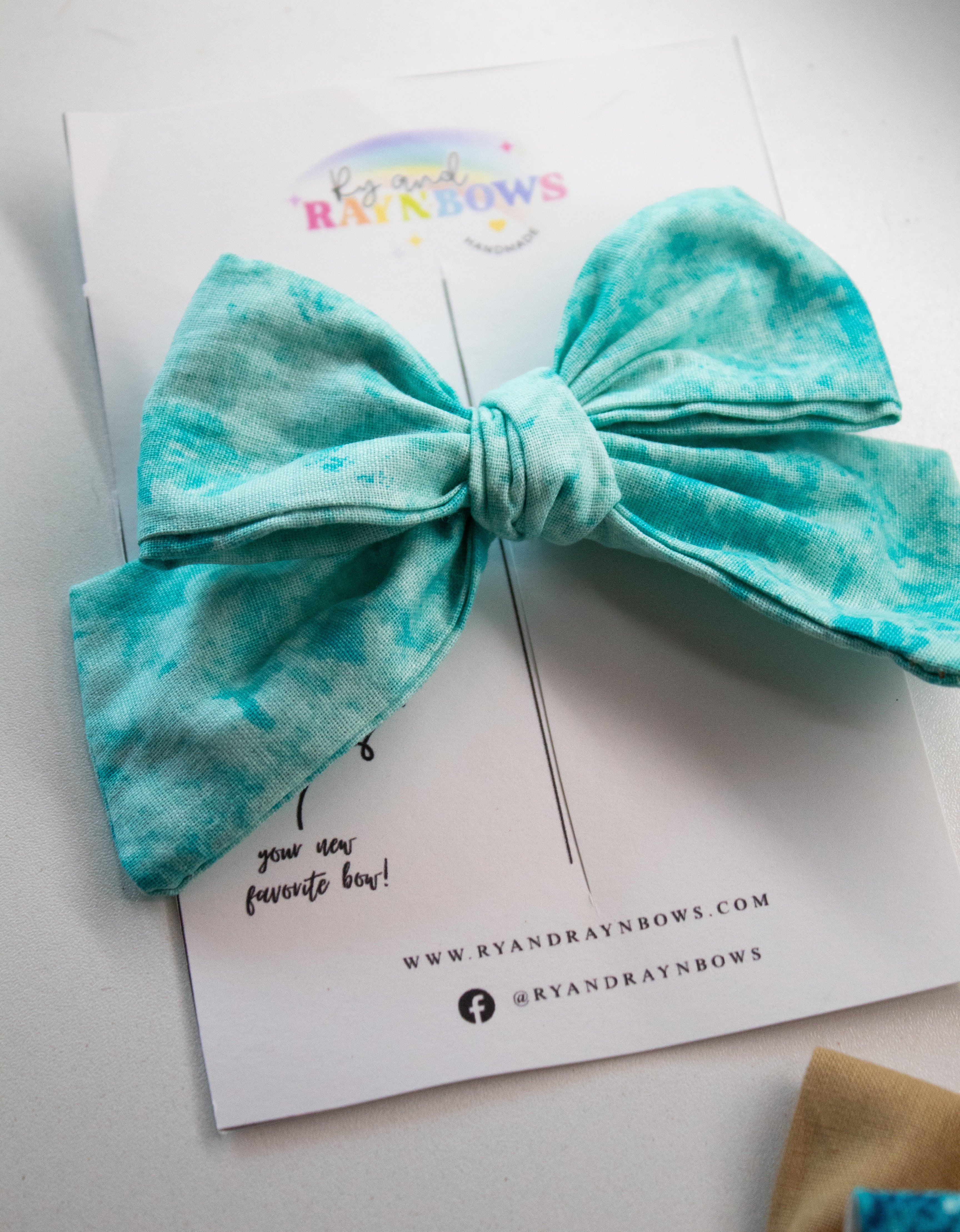 Tie-Dye Turquoise hand-tied Bow
