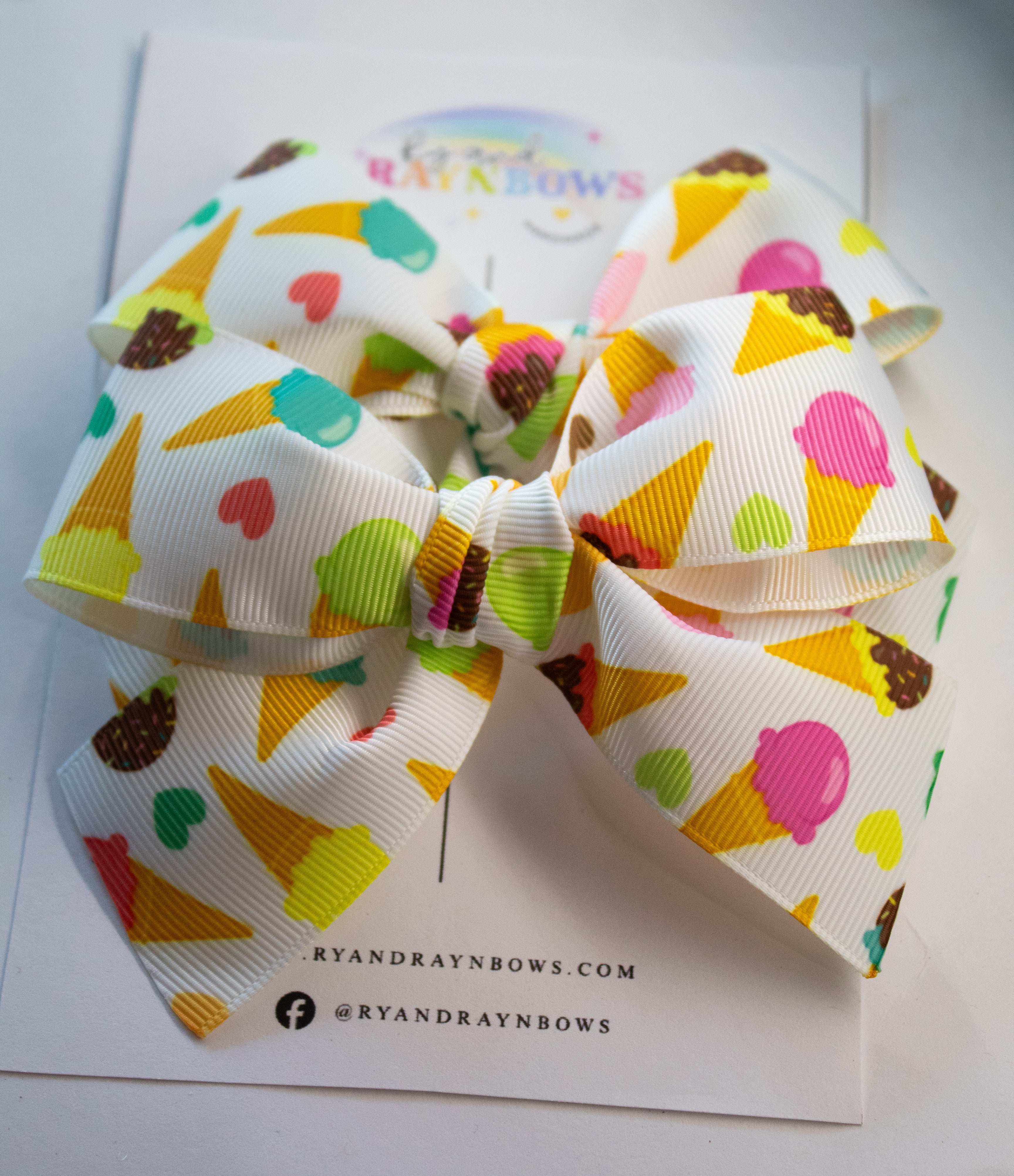 Ice Cream Scoop Print Hair Bow