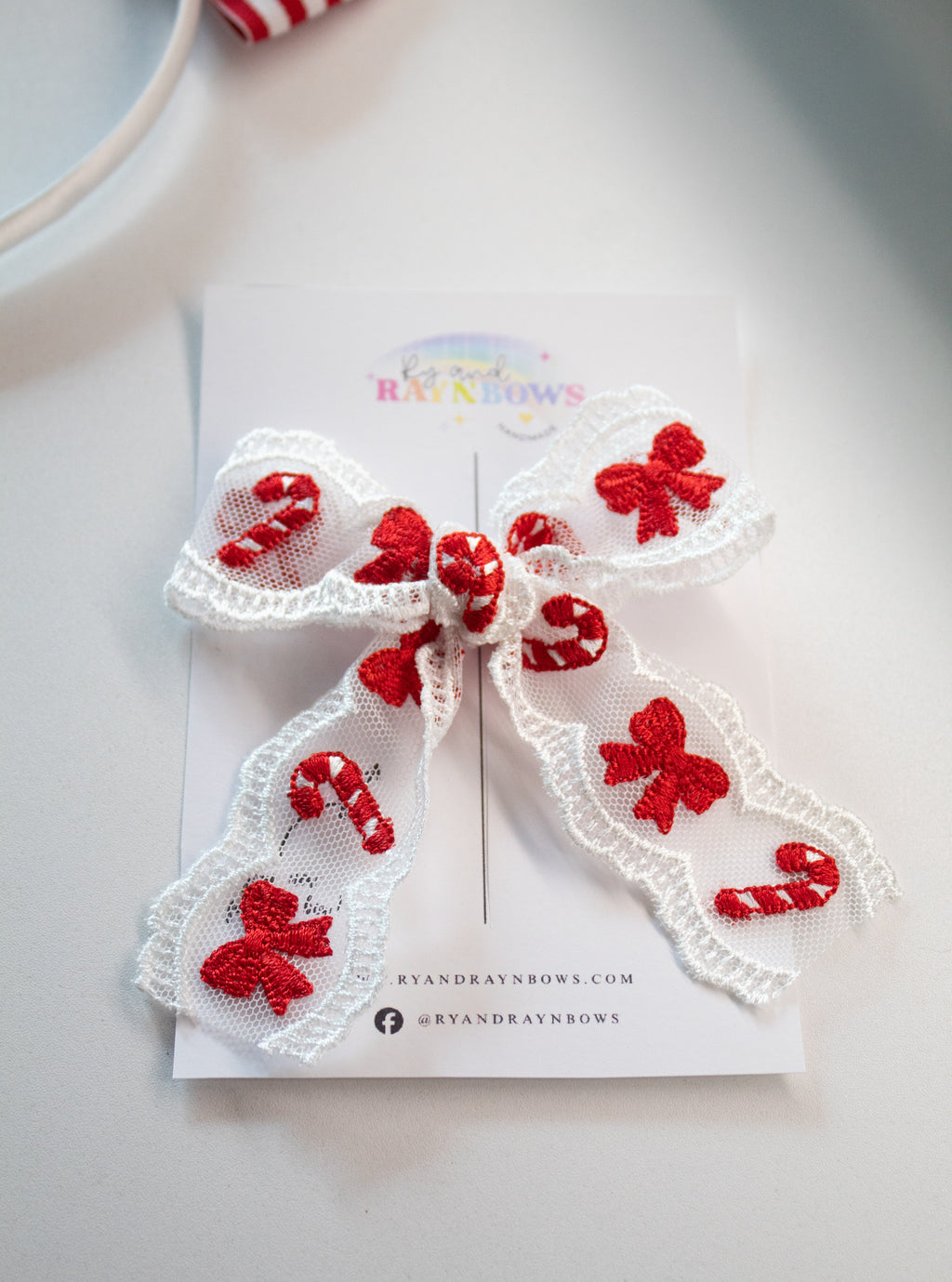 Candy Canes & Bows Lace Bow