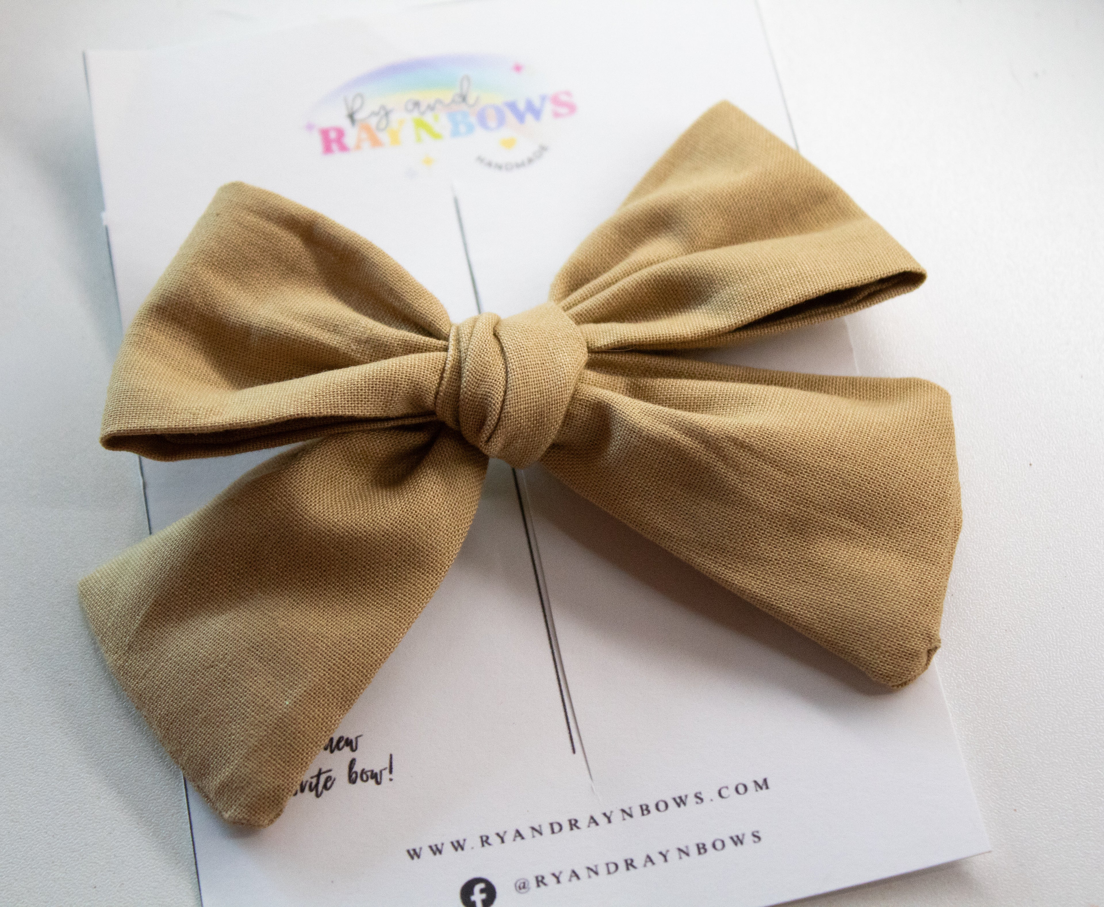 Solid Tan Hand-Tied Bow