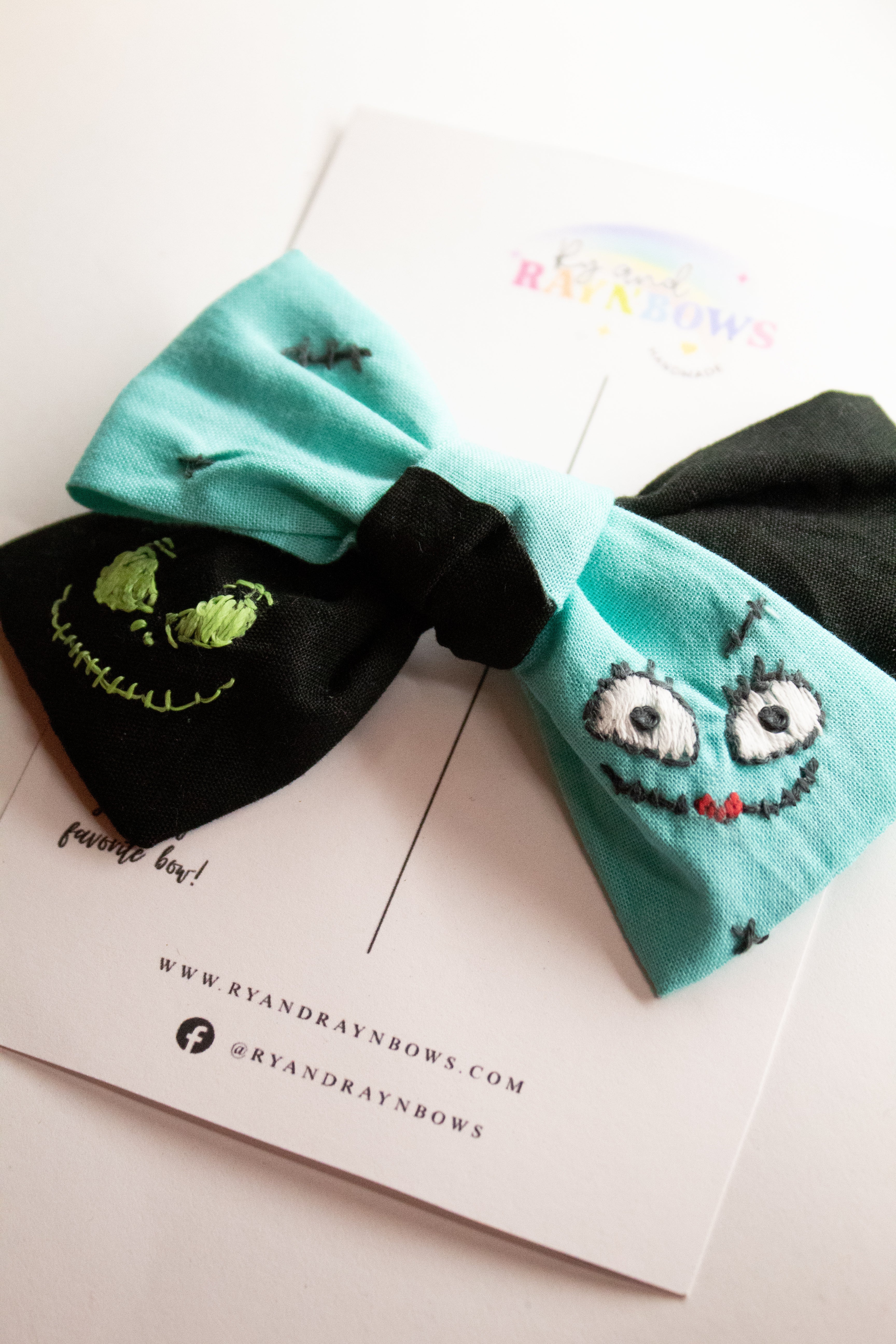 Moonlight & Stitches Embroidered Bow