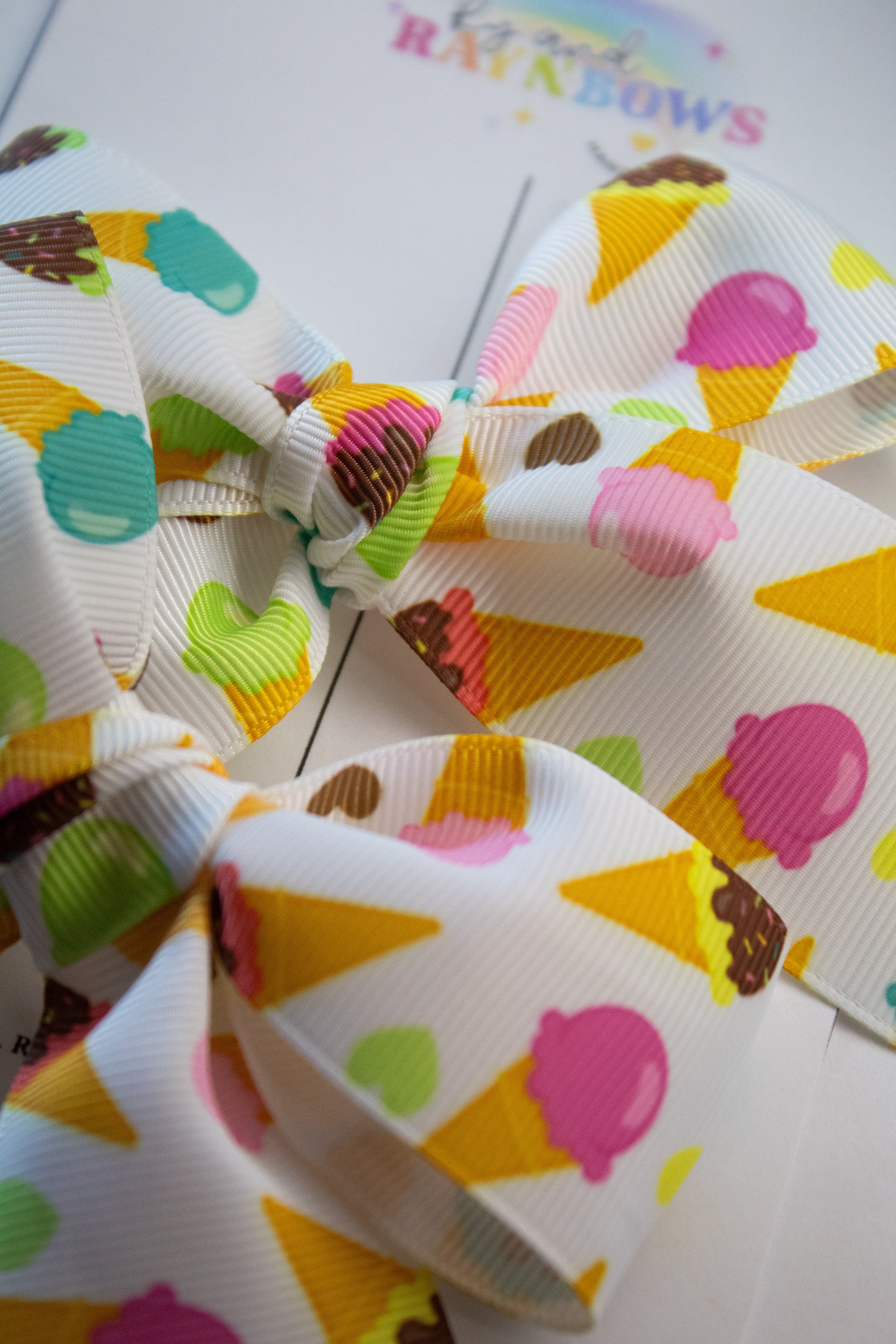 Ice Cream Scoop Print Hair Bow