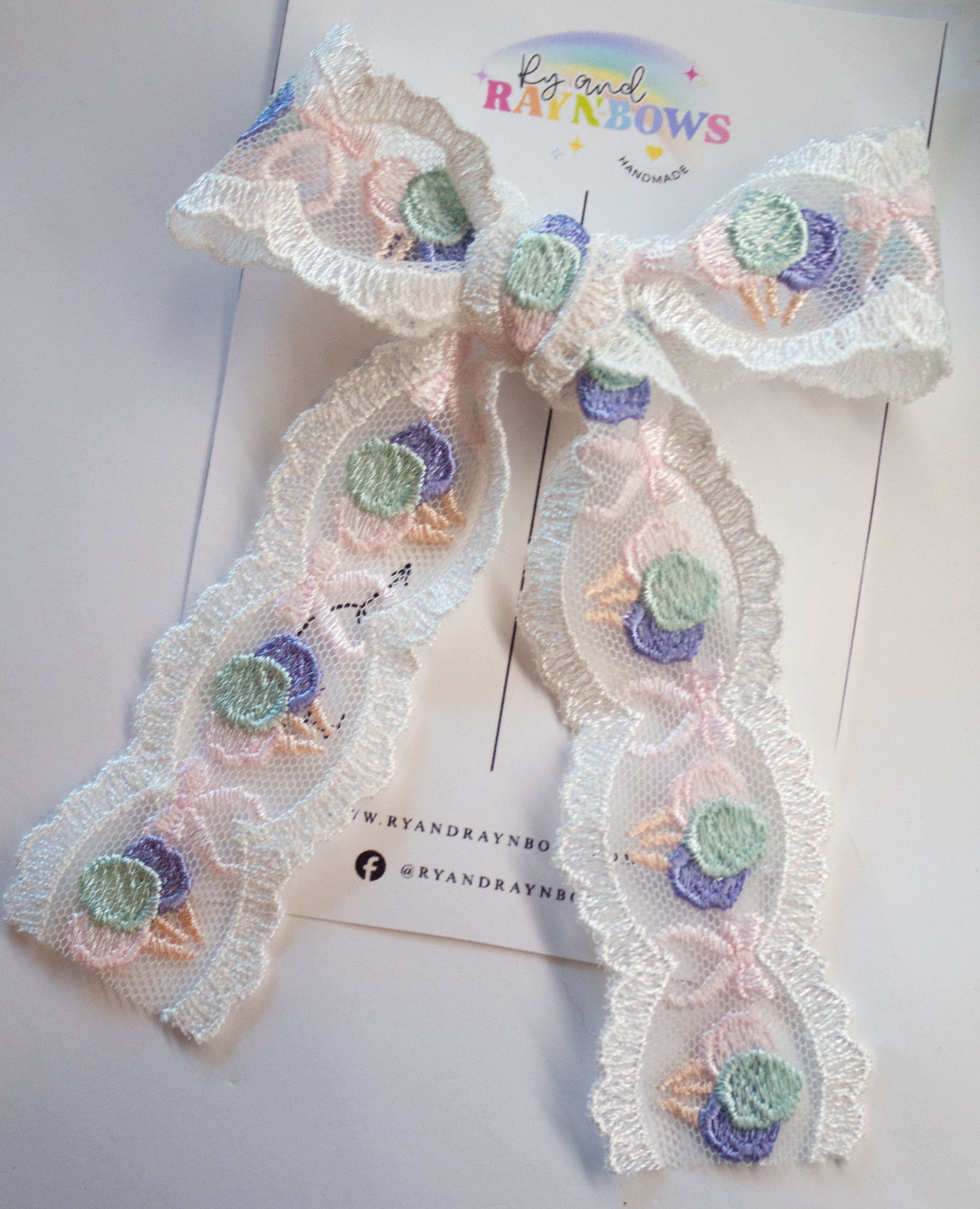 Cotton Candy Lace Bow