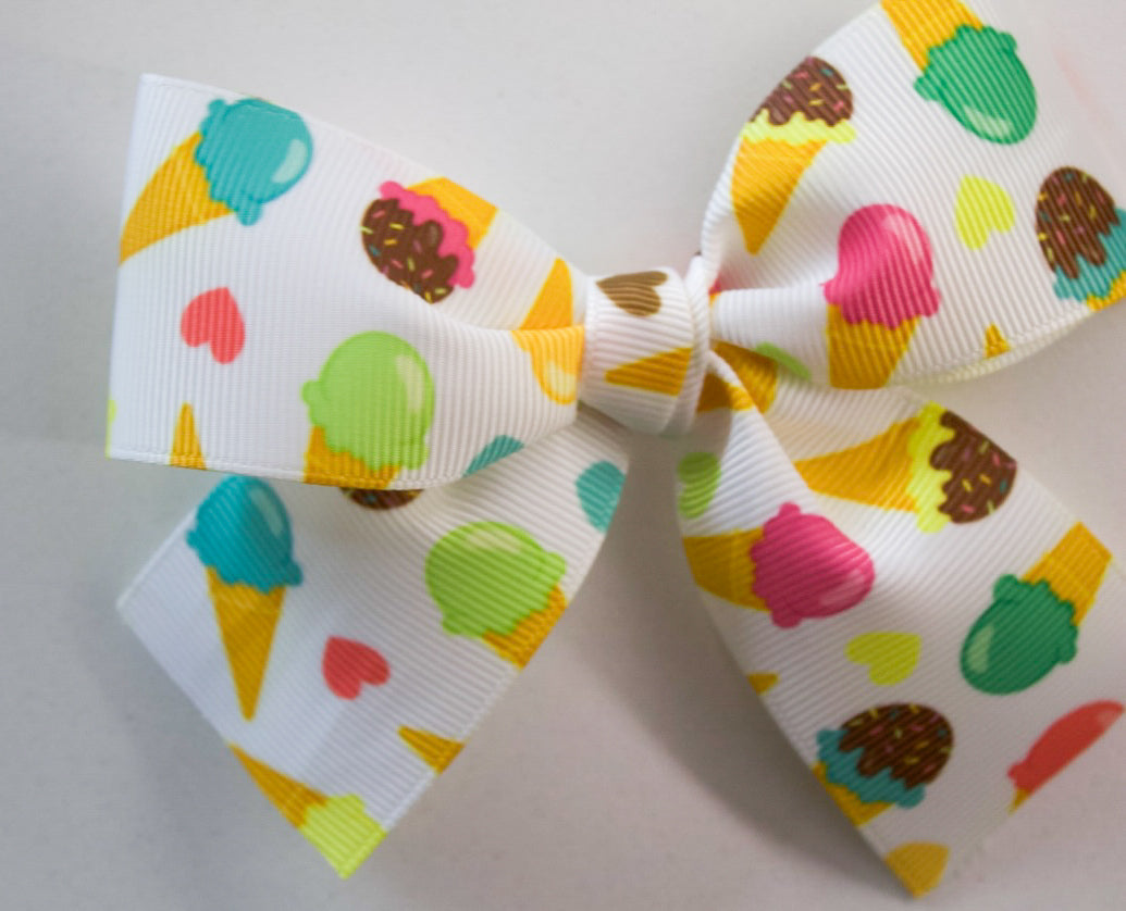 Ice Cream Scoop Print Hair Bow