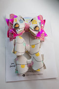 Gabby & Friends Faux Leather 3.5” bow & 2.5” pigtail set