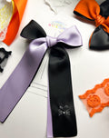 Black & Purple Satin Bow - Cat face embroidery