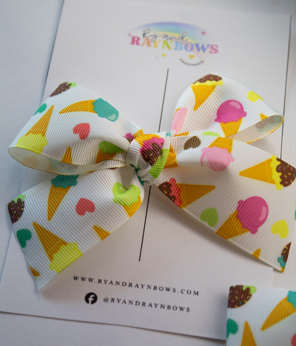 Ice Cream Scoop Print Hair Bow