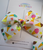 Ice Cream Scoop Print Hair Bow
