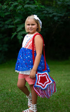 Crochet Red, White, & Blue Star bag, with fringe or no fringe