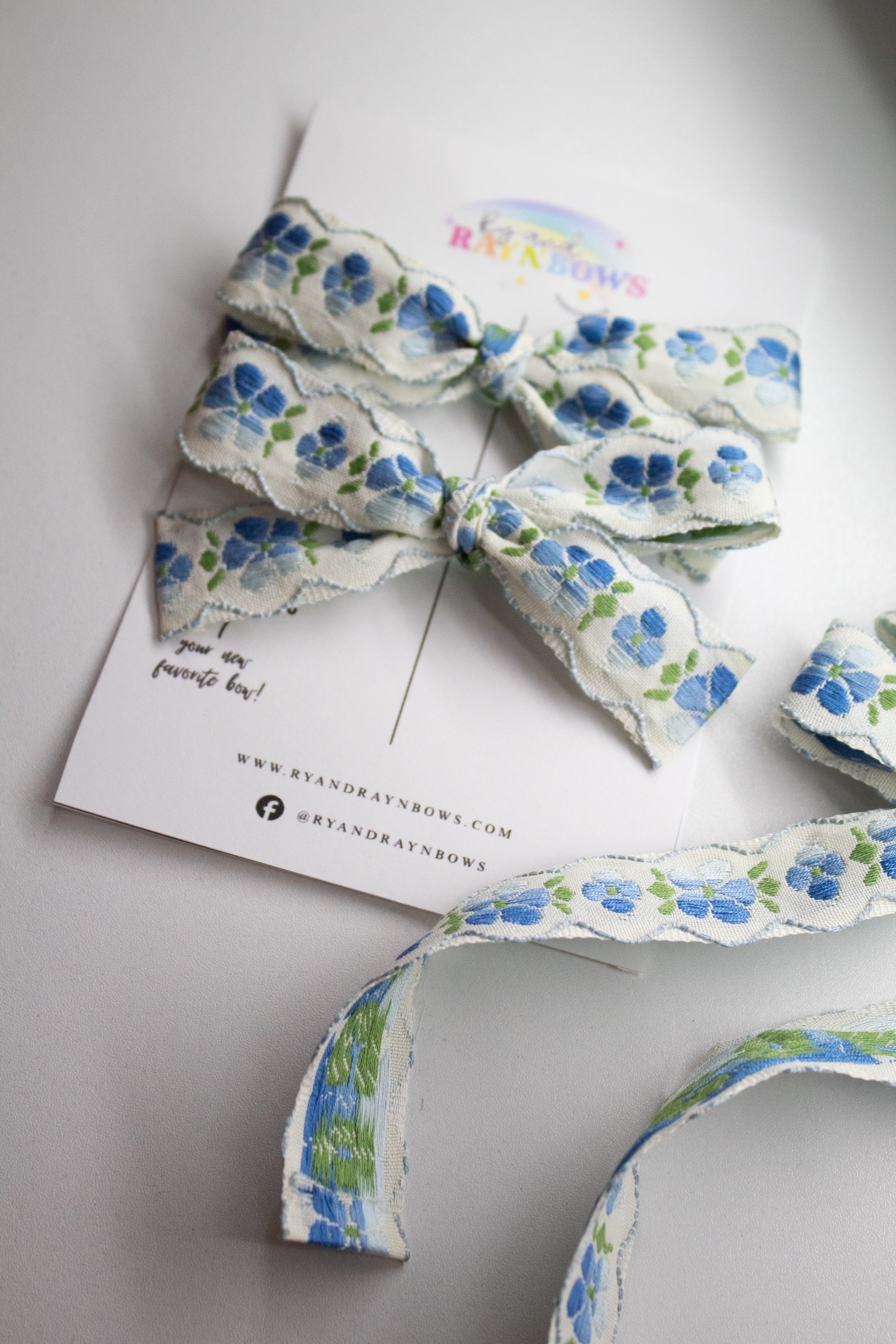 Blue Blossoms Hair Bows