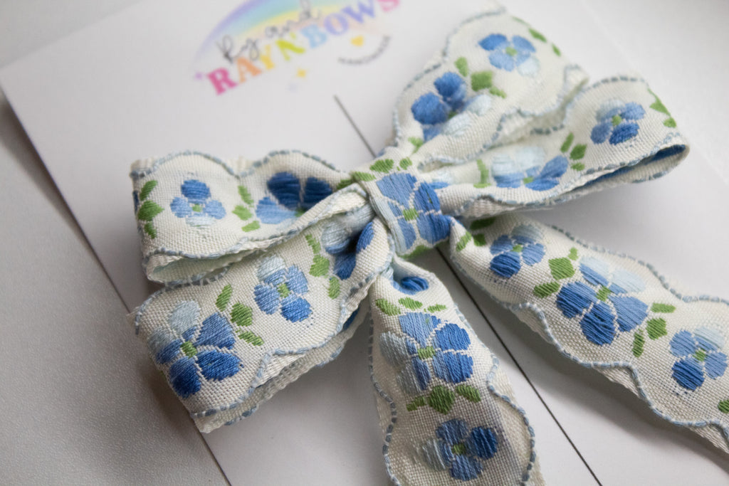 Blue Blossoms Hair Bows