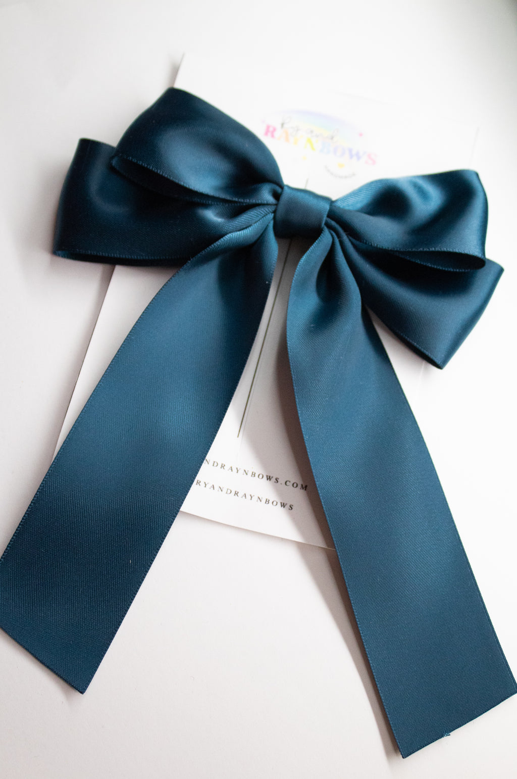 Blueberry Pie double layered loops with longs tails satin Bow