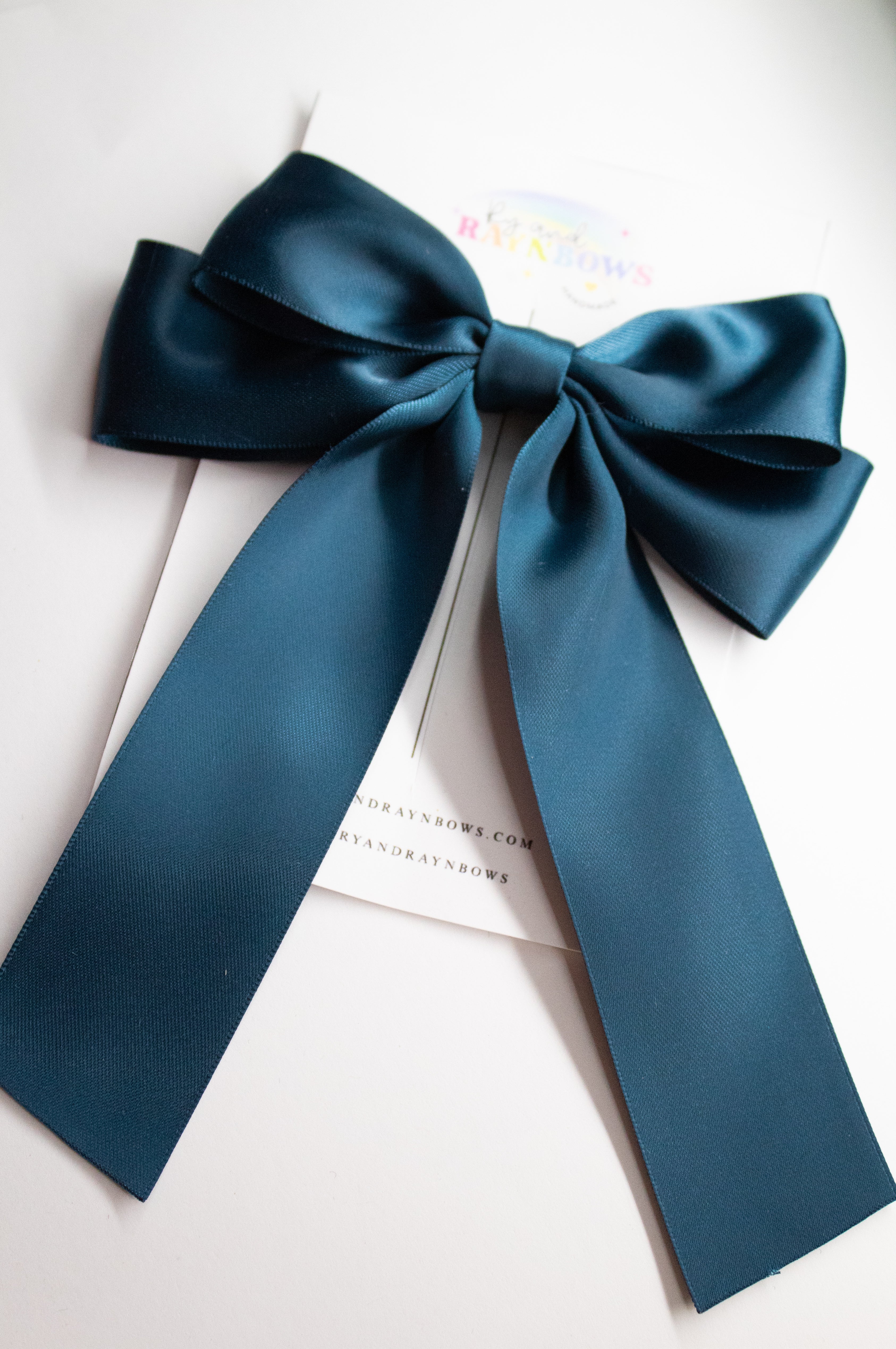 Blueberry Pie double layered loops with longs tails satin Bow