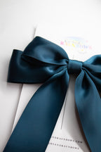 Blueberry Pie double layered loops with longs tails satin Bow