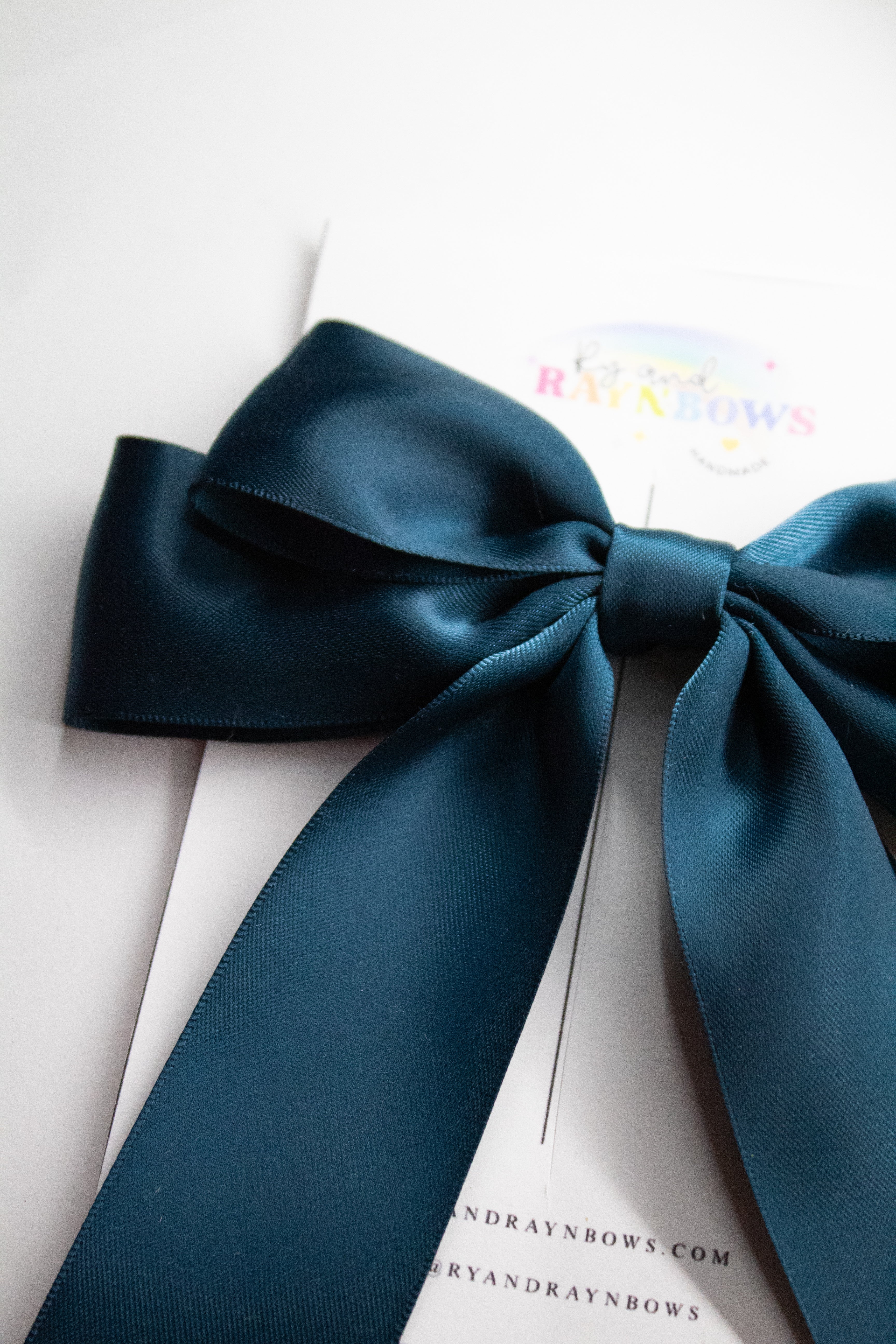 Blueberry Pie double layered loops with longs tails satin Bow