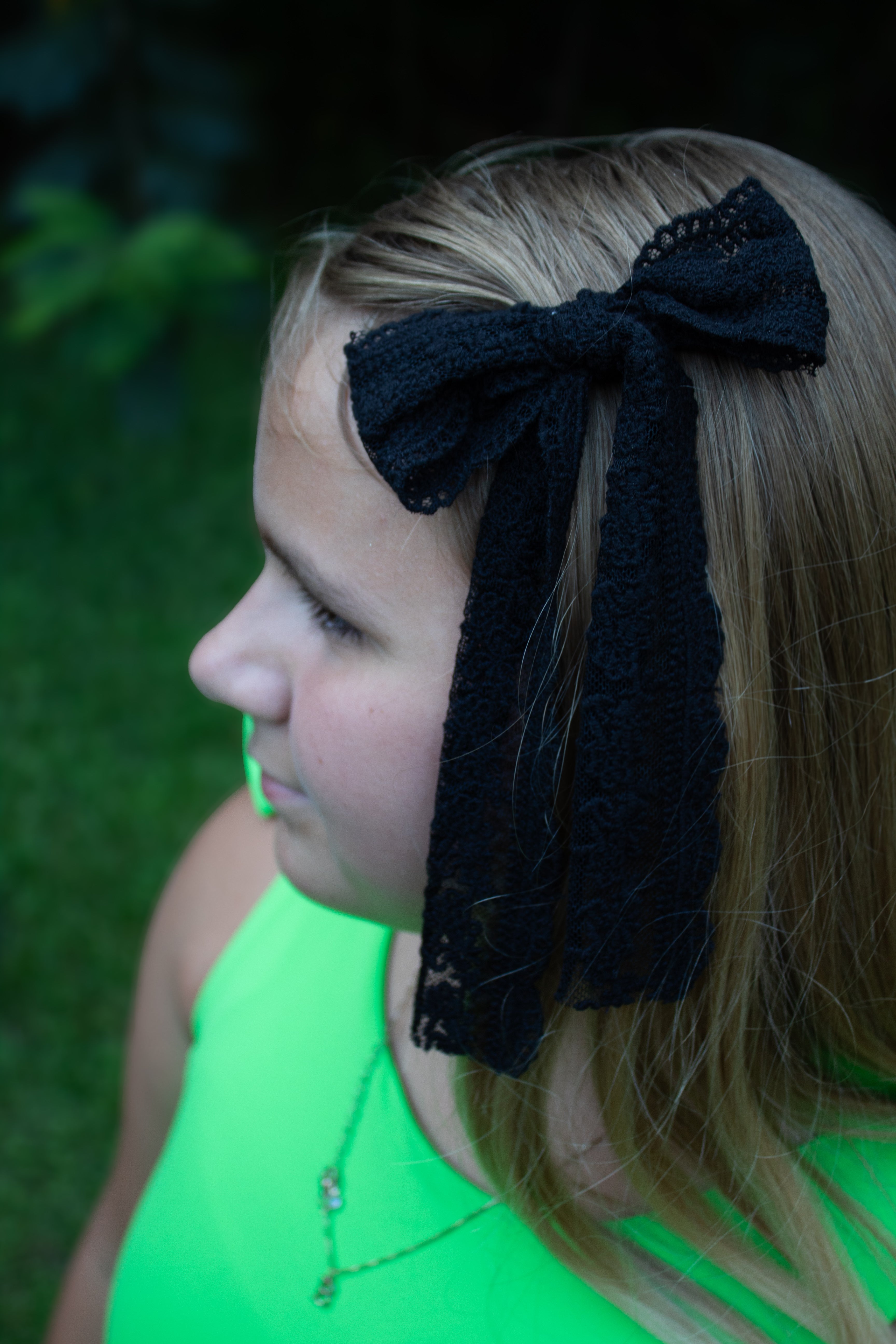 Solid Black Lace Bow