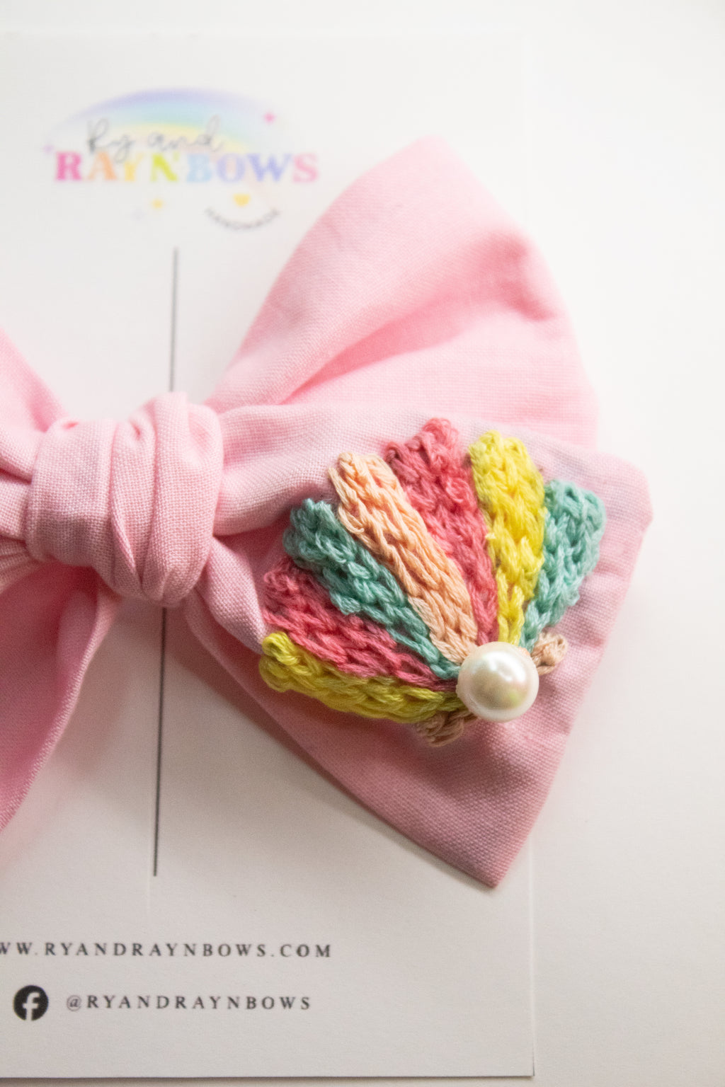 5” Sea Shell Embroidered Bow