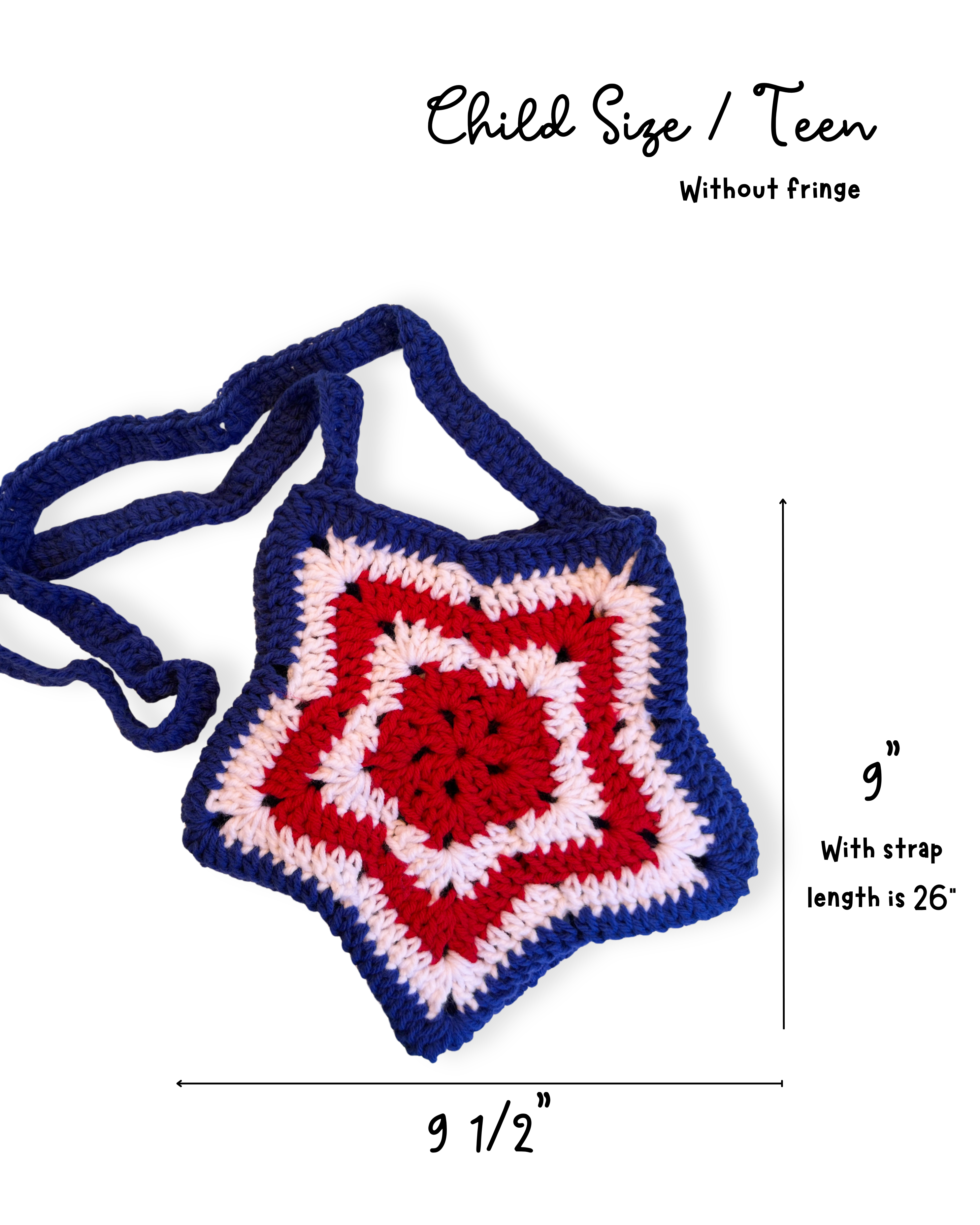 Crochet Red, White, & Blue Star bag, with fringe or no fringe
