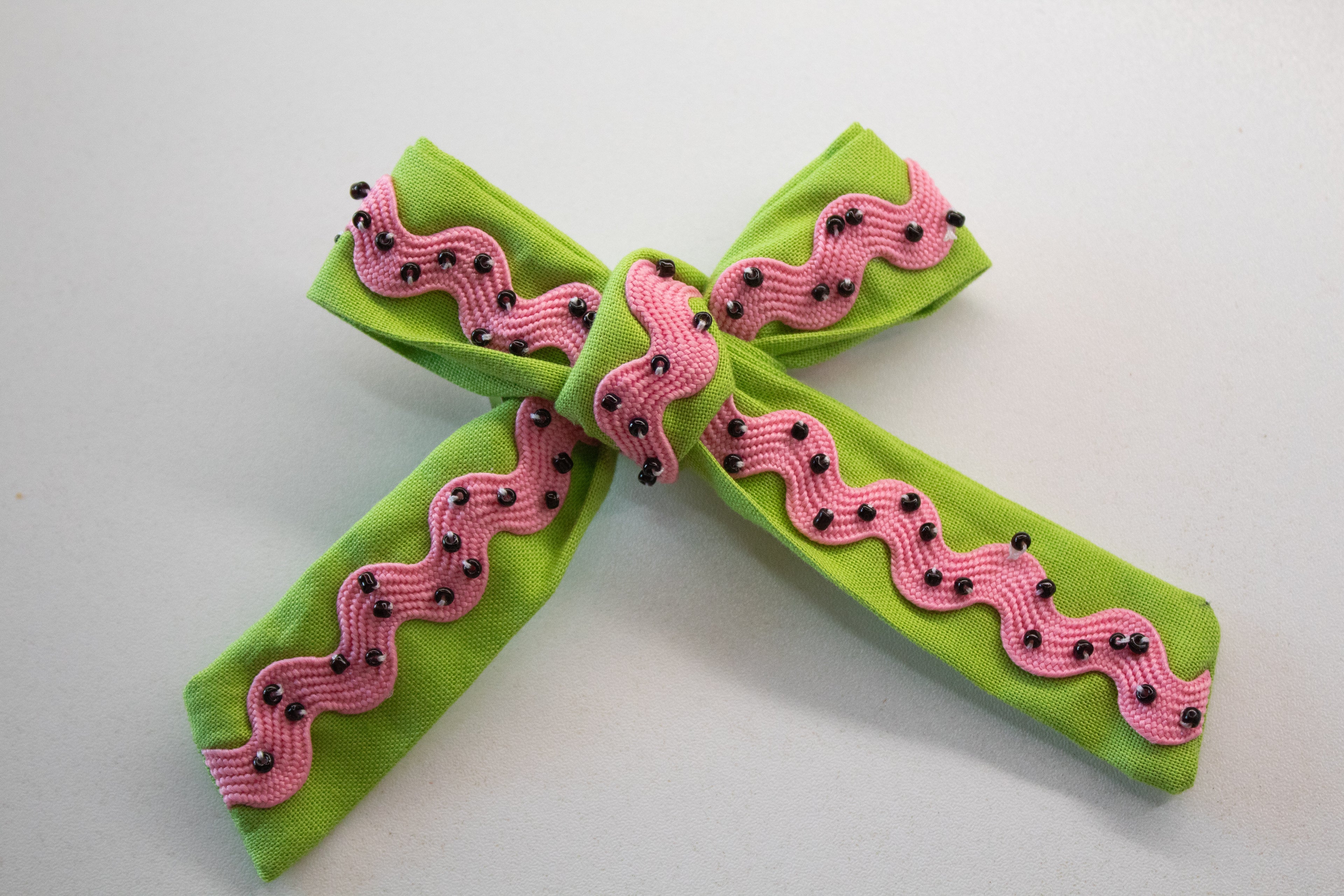 Watermelon Ric-Rac Bow