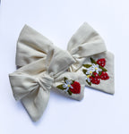 Strawberry Embroidered Bow  *TAT: 2-3weeks*