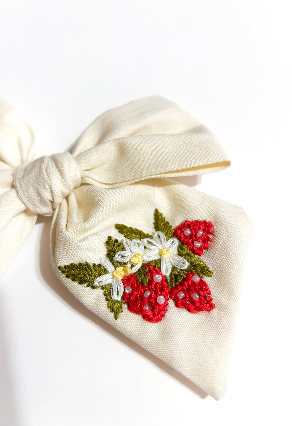 Strawberry Embroidered Bow  *TAT: 2-3weeks*