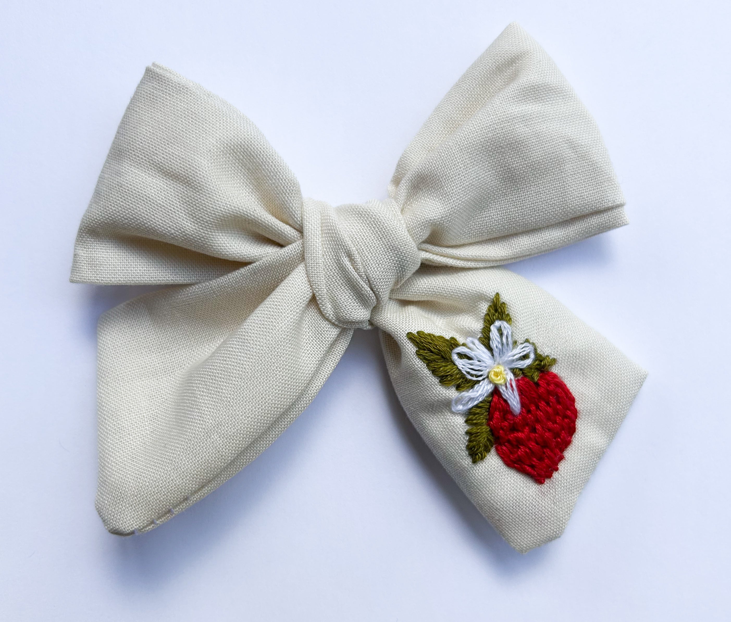 Strawberry Embroidered Bow  *TAT: 2-3weeks*